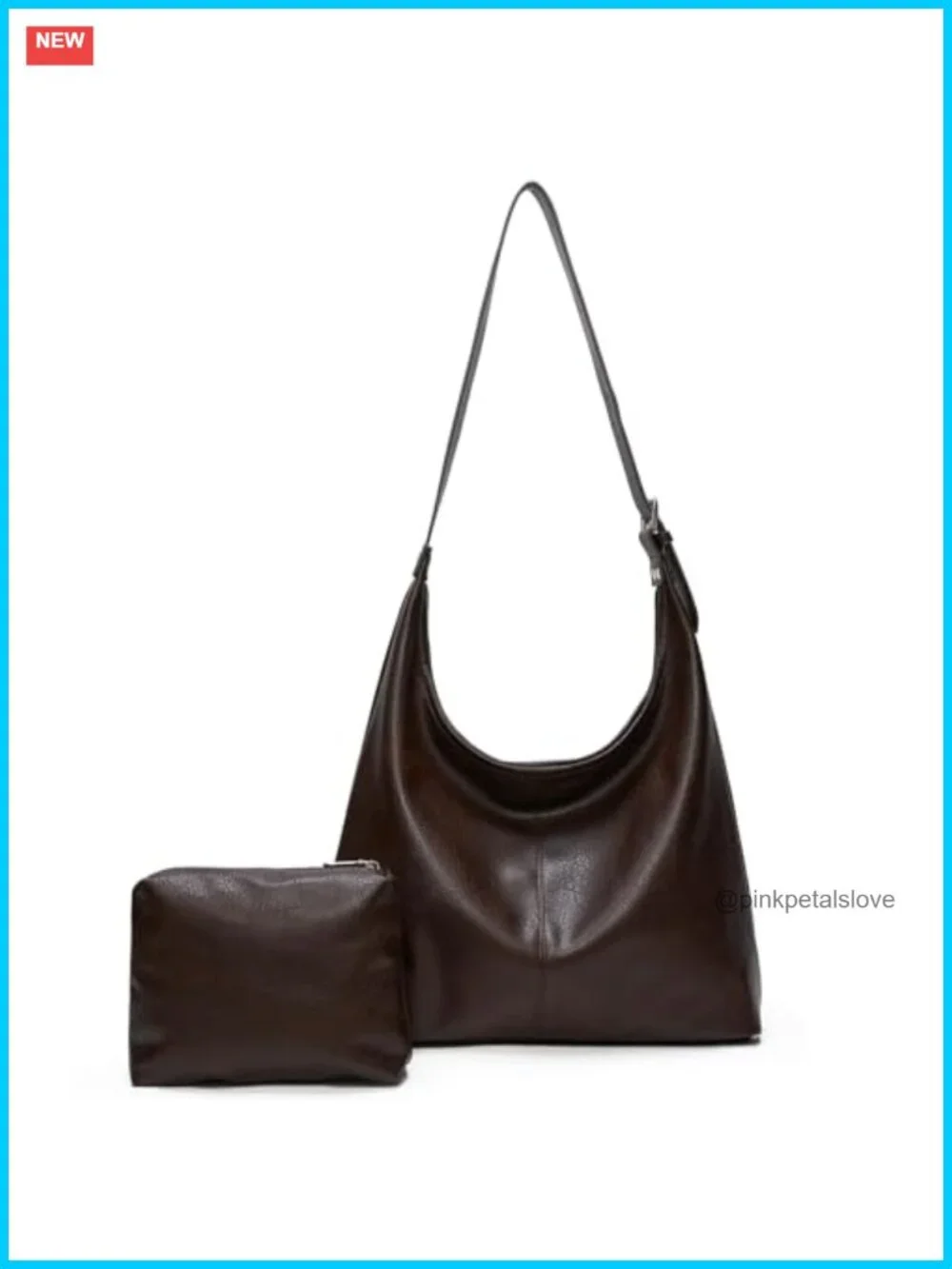 Spacious Vegan Leather Slouchy Hobo Shoulder Tote Laptop Bag with Adjustable
